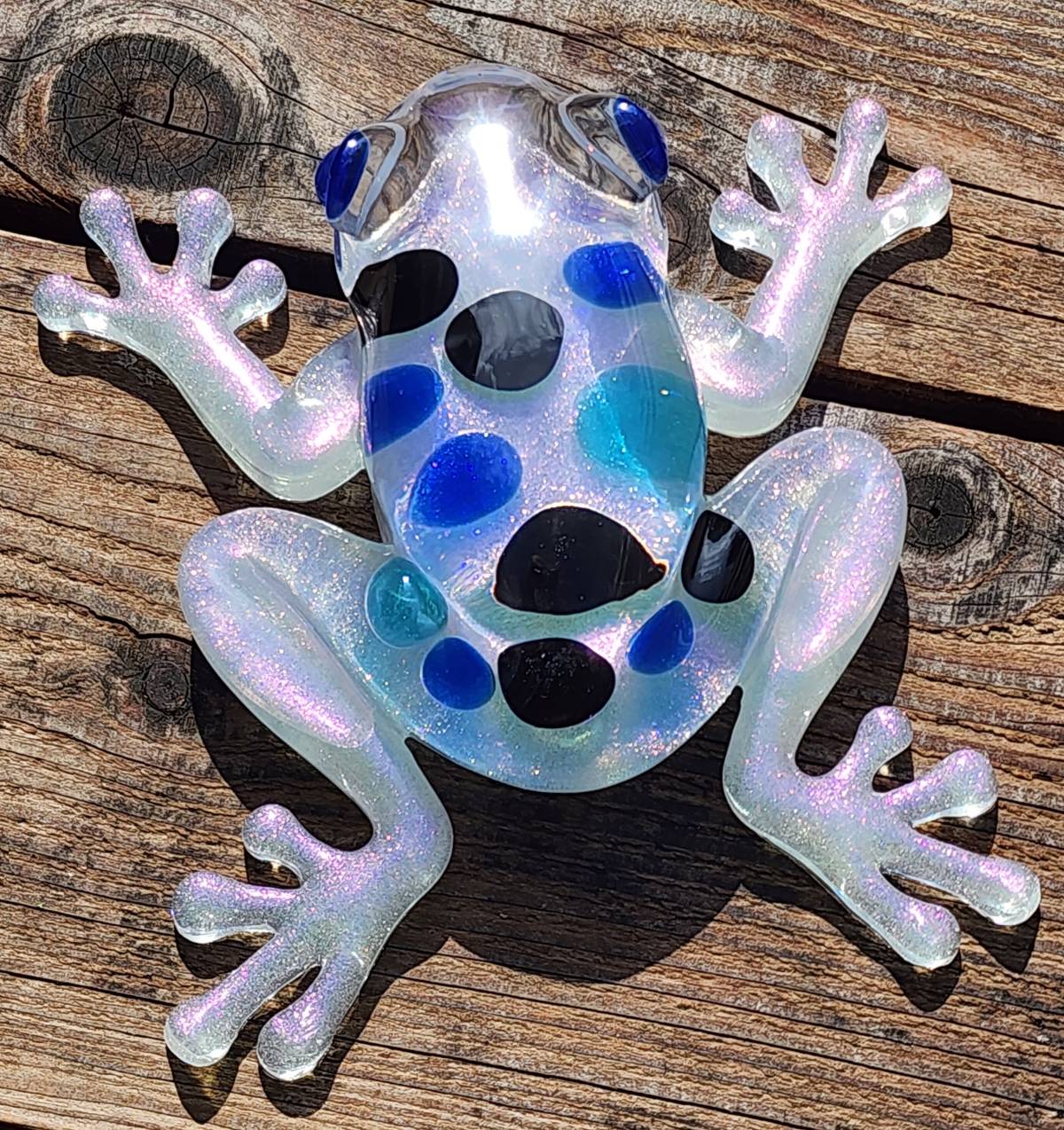Grenouille tropicale en résine création artisanale unique
